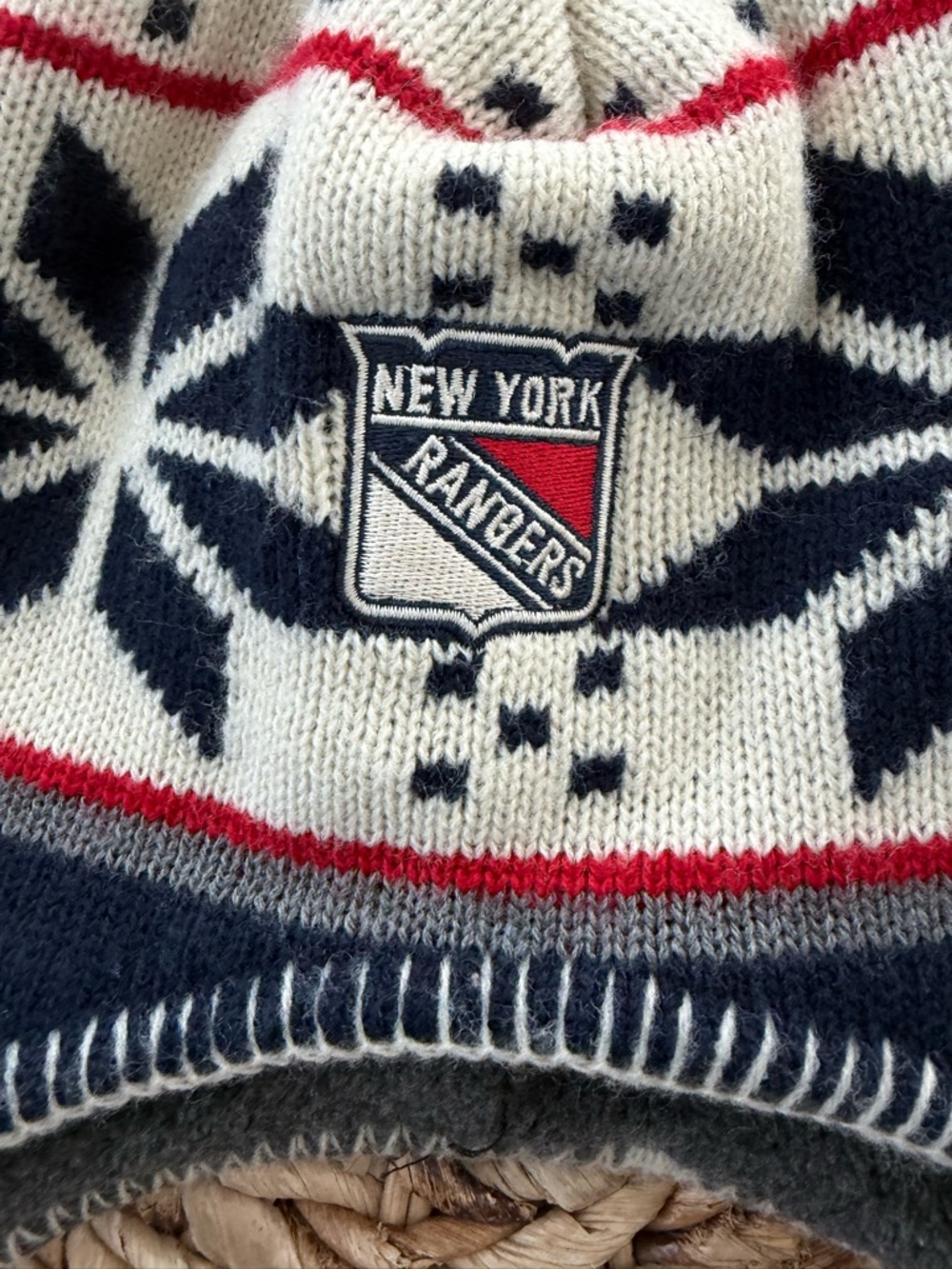 Old Time Hockey NY Rangers Tobaggan Beanie Fair Isle Hat - Picture 5 of 8